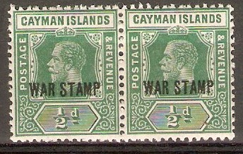 Cayman Islands 1919 d Green "WAR STAMP". SG57.